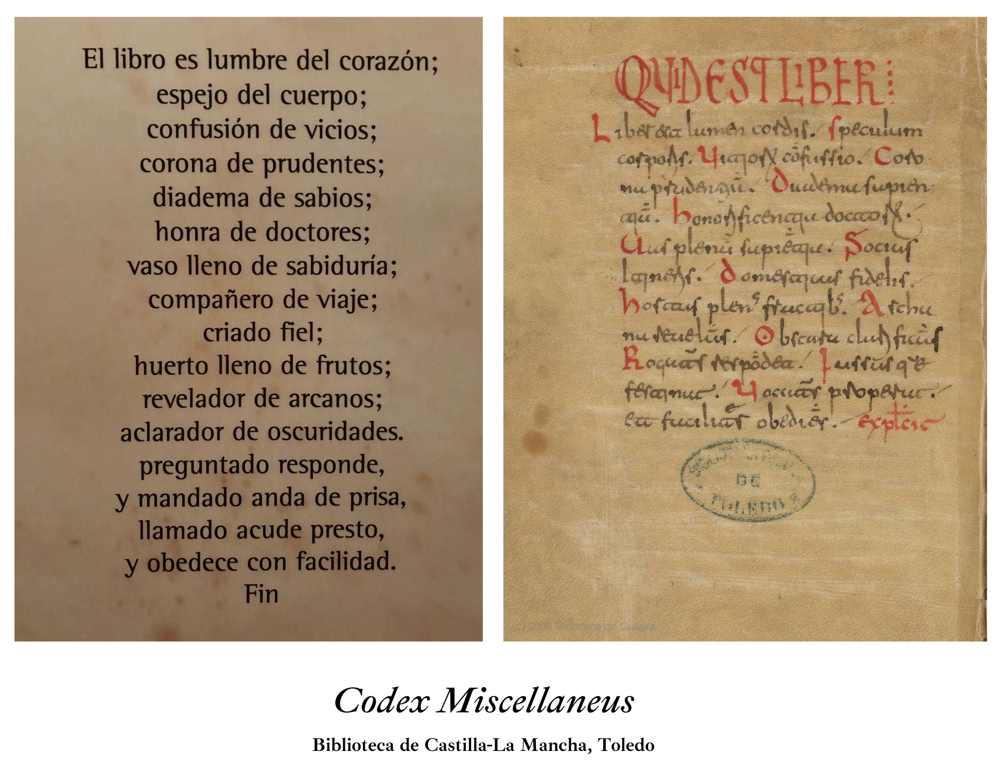 Codex Miscellaneus Quid est liber? Codex Miscellaneus, Biblioteca de Castilla-La Mancha, en Toledo